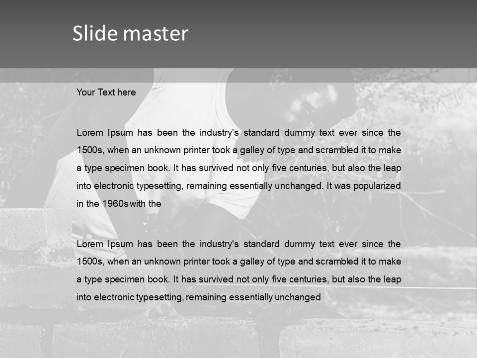 Black Guy Builds A Wall Of Black And White Background PowerPoint Template