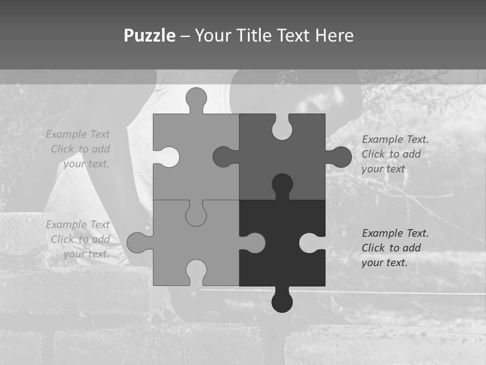 Black Guy Builds A Wall Of Black And White Background PowerPoint Template