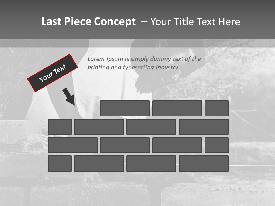 Black Guy Builds A Wall Of Black And White Background PowerPoint Template