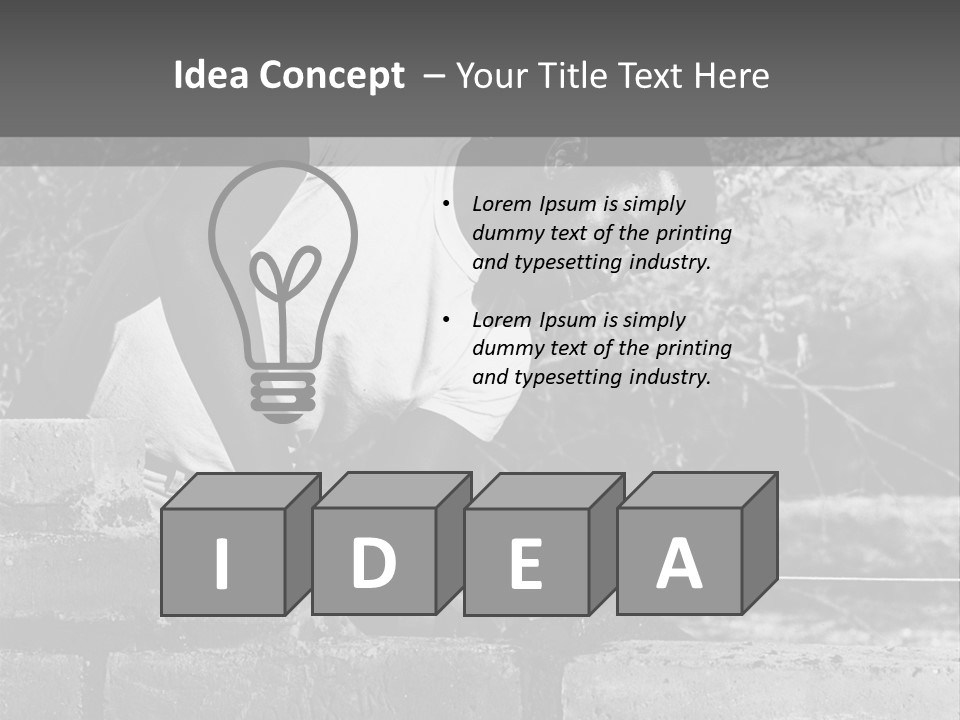 Black Guy Builds A Wall Of Black And White Background PowerPoint Template