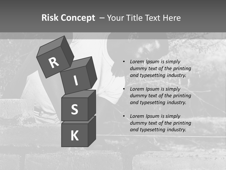 Black Guy Builds A Wall Of Black And White Background PowerPoint Template