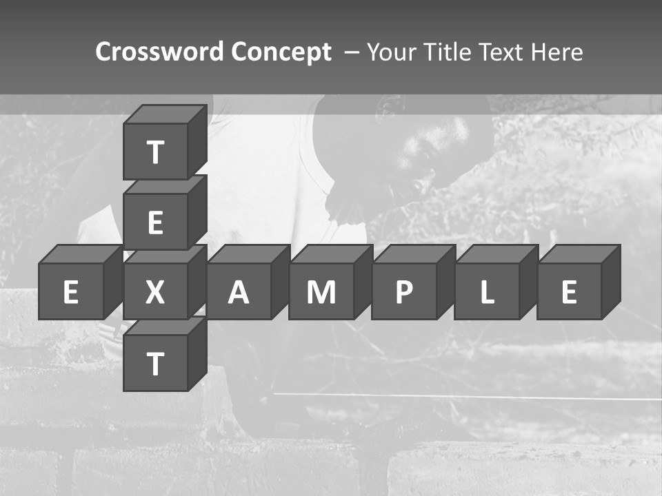 Black Guy Builds A Wall Of Black And White Background PowerPoint Template