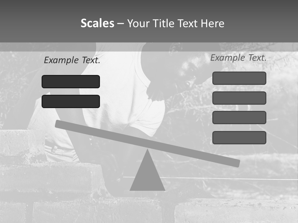 Black Guy Builds A Wall Of Black And White Background PowerPoint Template