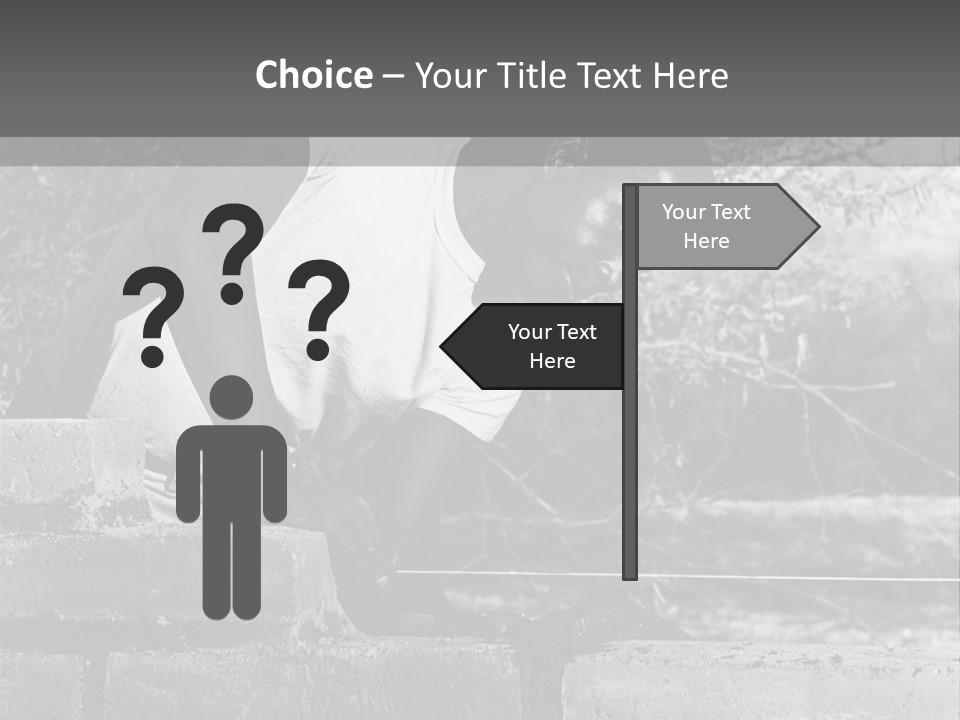 Black Guy Builds A Wall Of Black And White Background PowerPoint Template