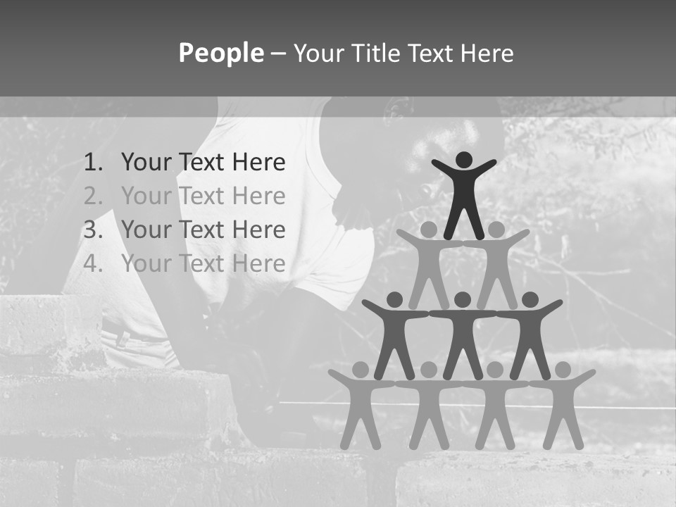 Black Guy Builds A Wall Of Black And White Background PowerPoint Template