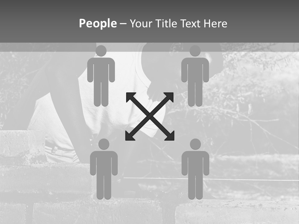 Black Guy Builds A Wall Of Black And White Background PowerPoint Template