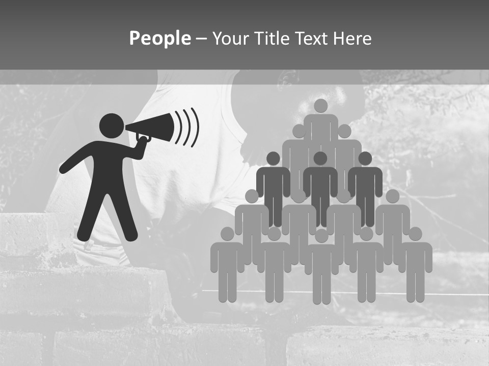 Black Guy Builds A Wall Of Black And White Background PowerPoint Template