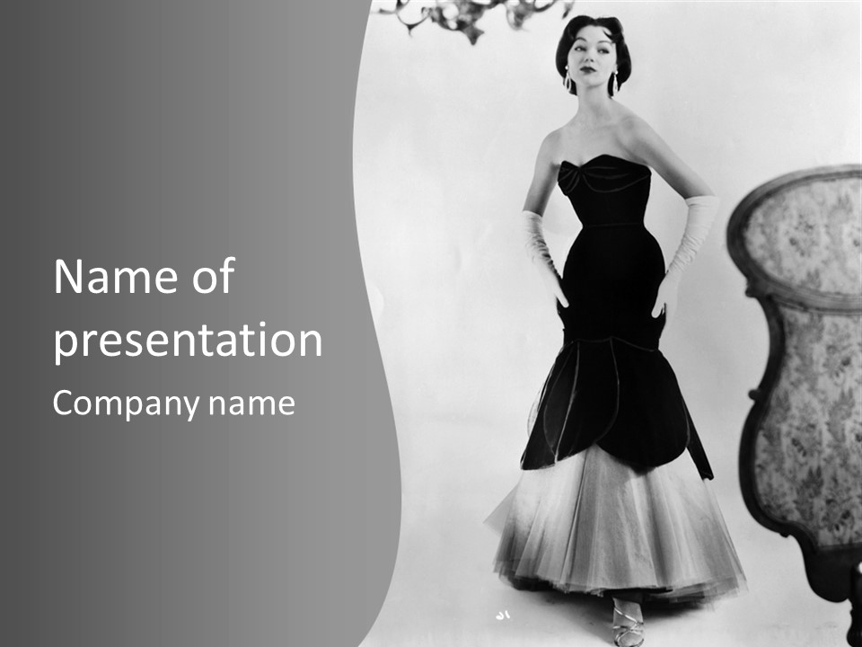 Beautiful Woman In A Slinky Dress PowerPoint Template