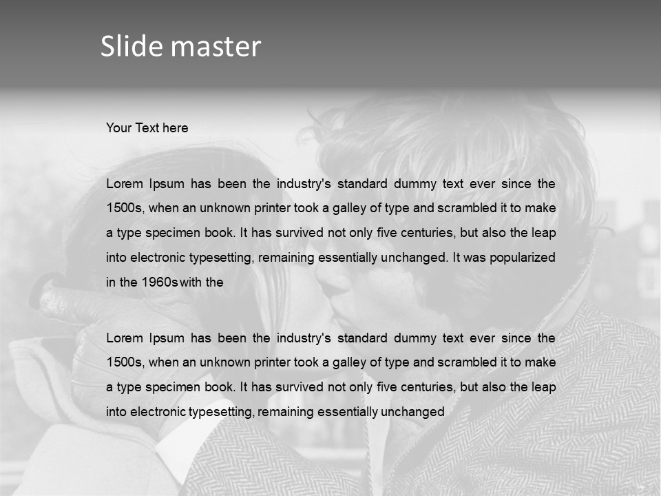 Loving Couple Kissing 20 Th Century PowerPoint Template