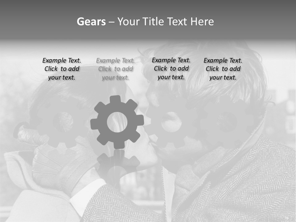 Loving Couple Kissing 20 Th Century PowerPoint Template