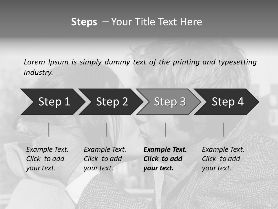 Loving Couple Kissing 20 Th Century PowerPoint Template