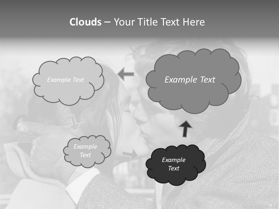 Loving Couple Kissing 20 Th Century PowerPoint Template