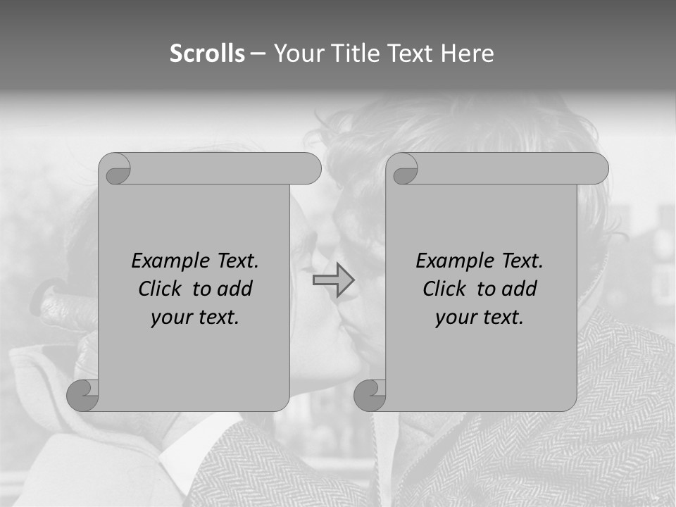Loving Couple Kissing 20 Th Century PowerPoint Template