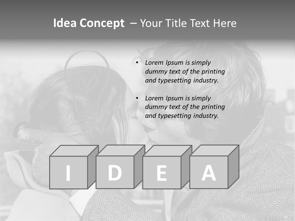 Loving Couple Kissing 20 Th Century PowerPoint Template