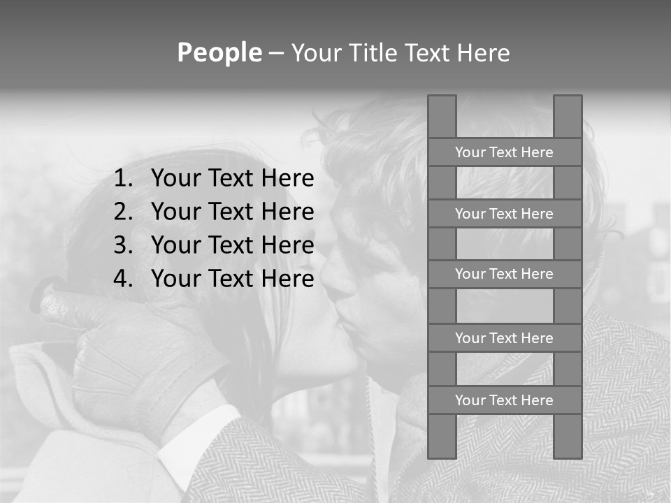 Loving Couple Kissing 20 Th Century PowerPoint Template