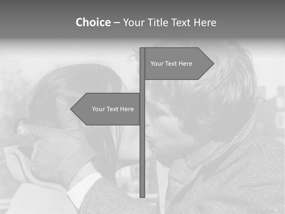 Loving Couple Kissing 20 Th Century PowerPoint Template