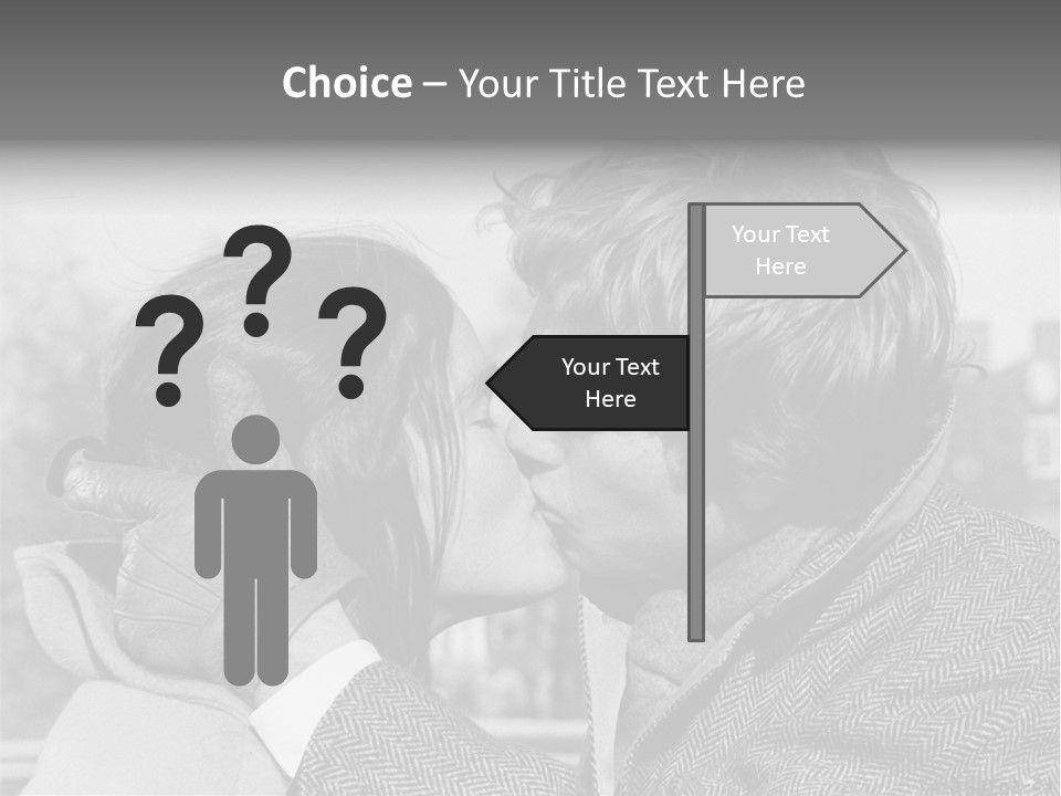 Loving Couple Kissing 20 Th Century PowerPoint Template