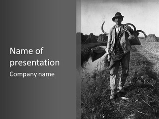 Man Walking In The Field PowerPoint Template