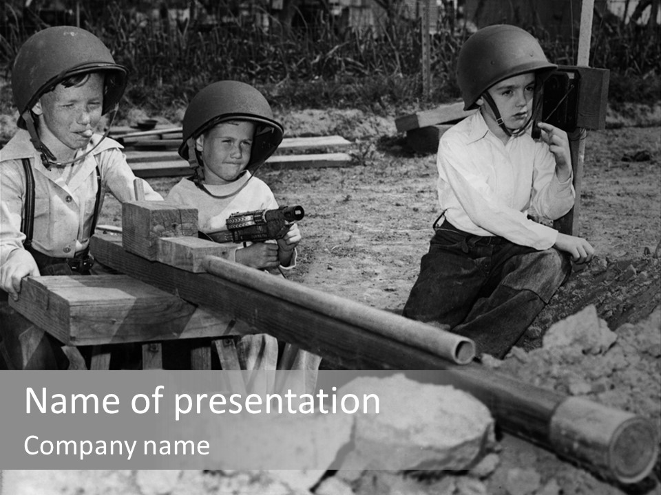 Children Play War Games PowerPoint Template