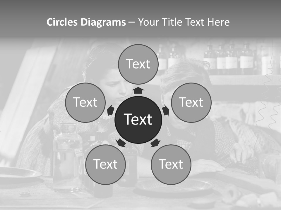 Brother And Sister In Black And White Shot PowerPoint Template