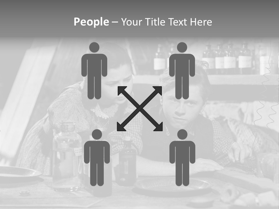 Brother And Sister In Black And White Shot PowerPoint Template