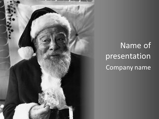 Kind Santa Claus Black And White Background PowerPoint Template