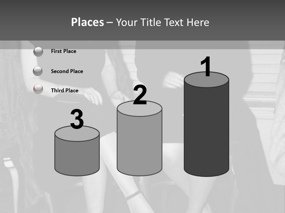 Women Actively Talking Black And White Photo PowerPoint Template