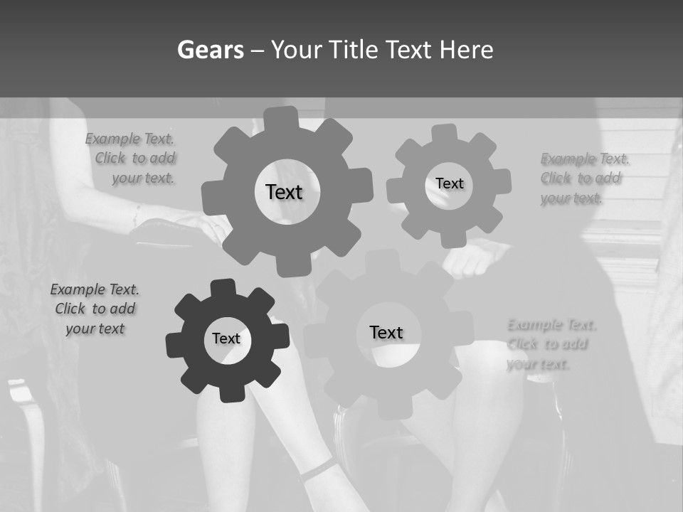 Women Actively Talking Black And White Photo PowerPoint Template