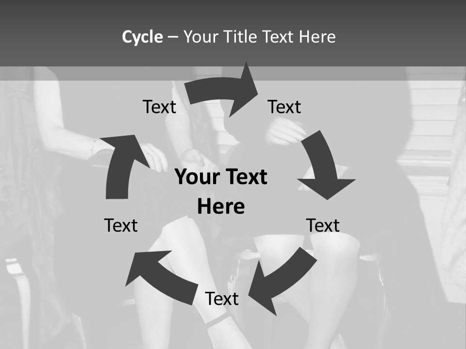 Women Actively Talking Black And White Photo PowerPoint Template