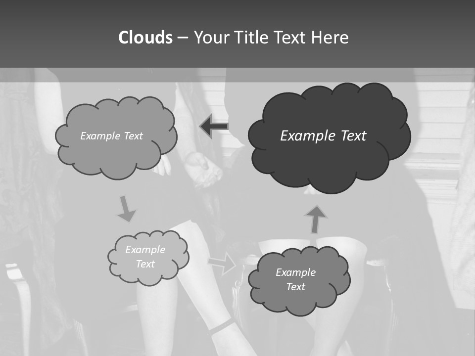 Women Actively Talking Black And White Photo PowerPoint Template