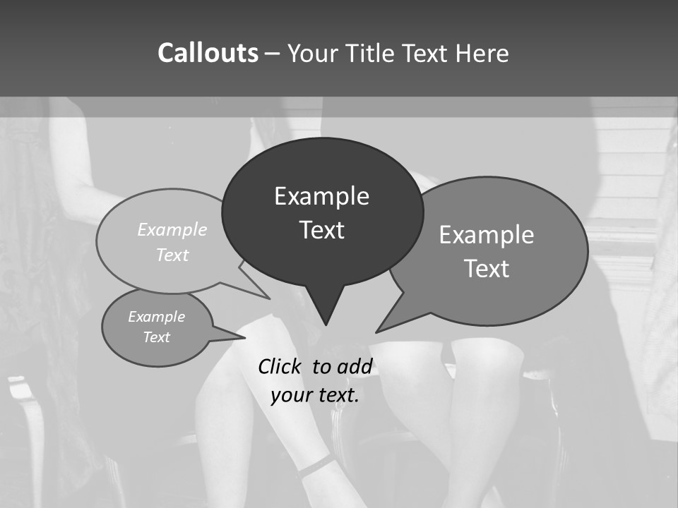 Women Actively Talking Black And White Photo PowerPoint Template