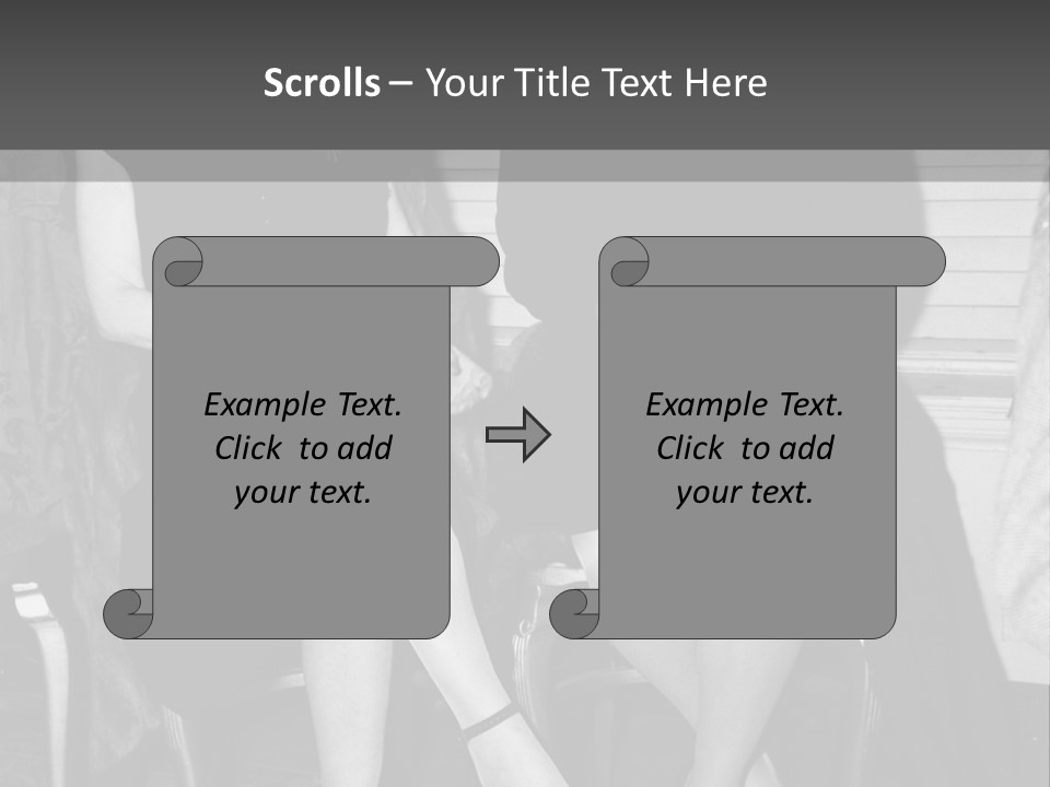 Women Actively Talking Black And White Photo PowerPoint Template