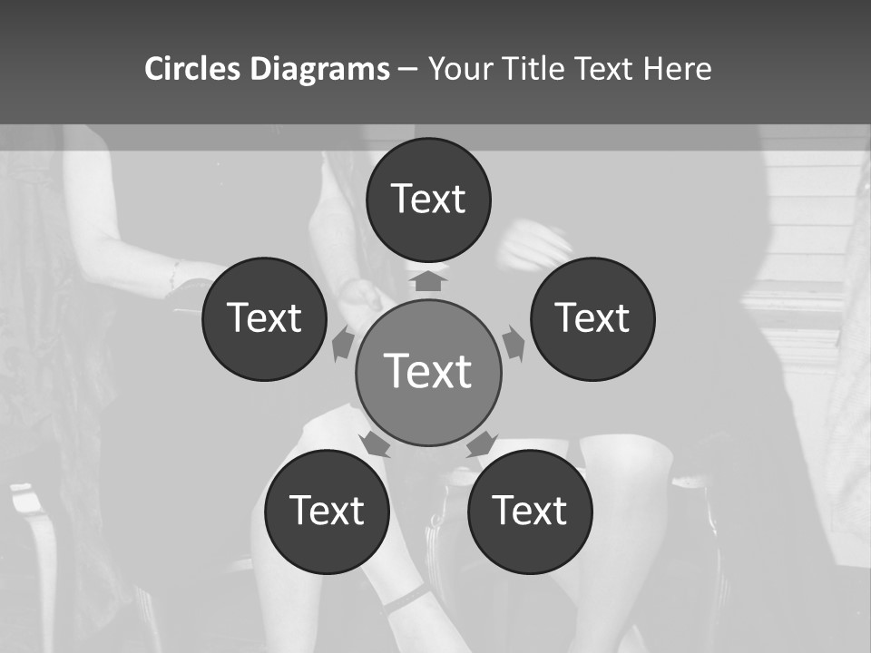 Women Actively Talking Black And White Photo PowerPoint Template