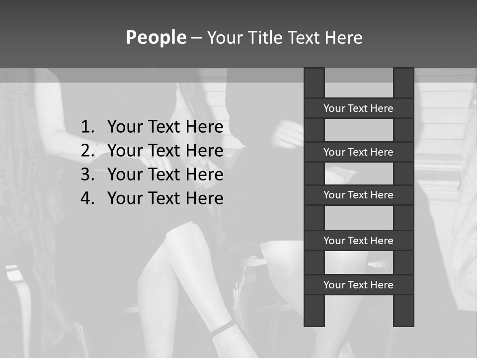 Women Actively Talking Black And White Photo PowerPoint Template