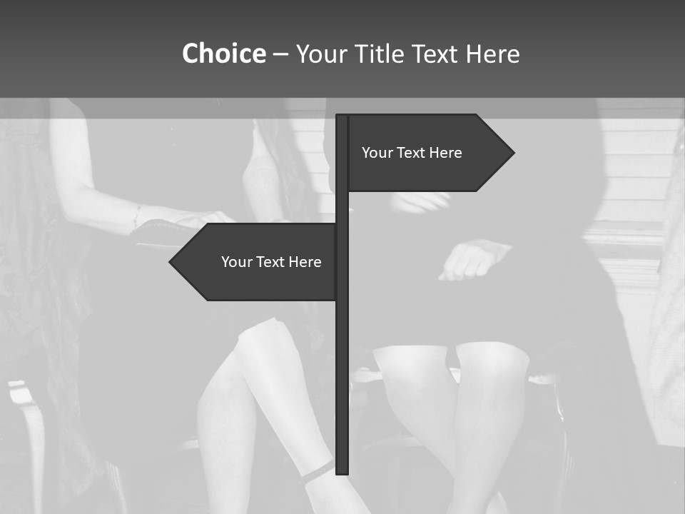 Women Actively Talking Black And White Photo PowerPoint Template