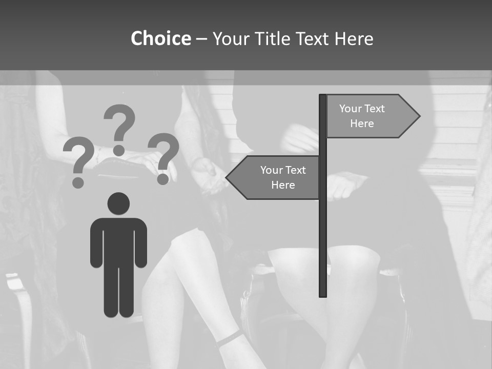 Women Actively Talking Black And White Photo PowerPoint Template