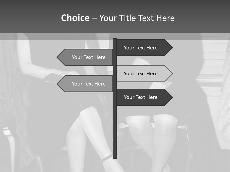 Women Actively Talking Black And White Photo PowerPoint Template