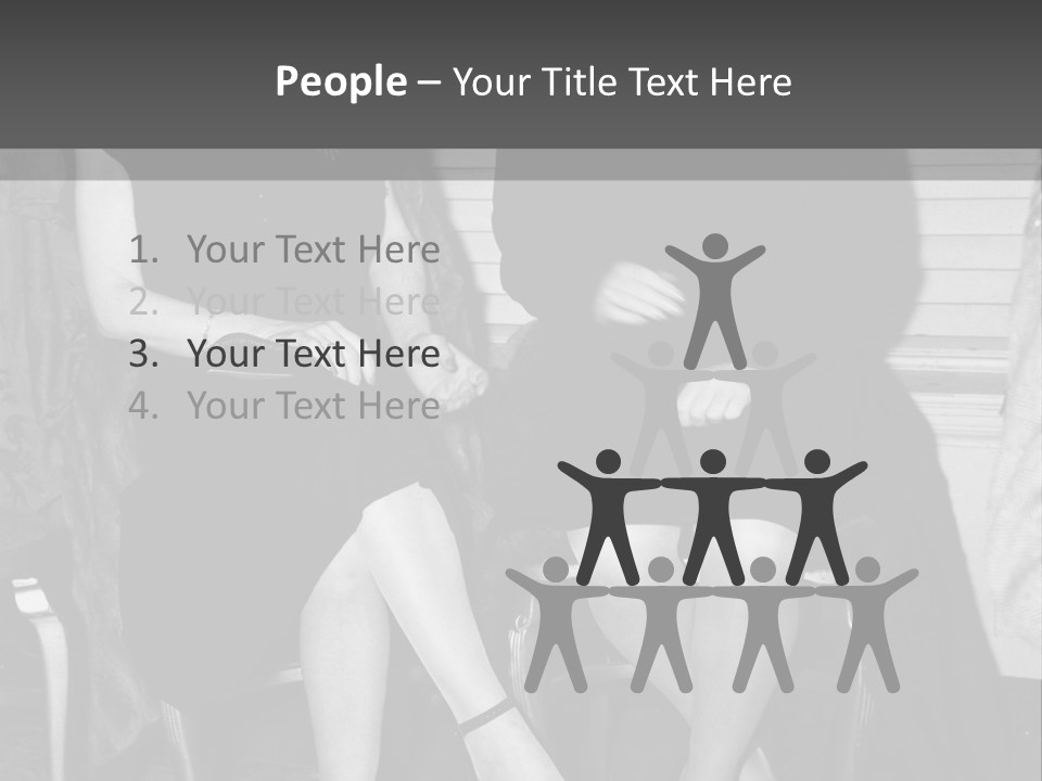 Women Actively Talking Black And White Photo PowerPoint Template