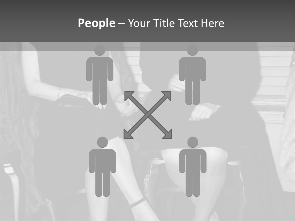 Women Actively Talking Black And White Photo PowerPoint Template