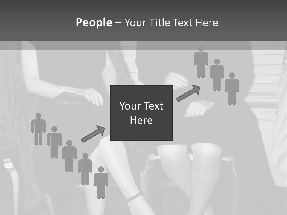 Women Actively Talking Black And White Photo PowerPoint Template