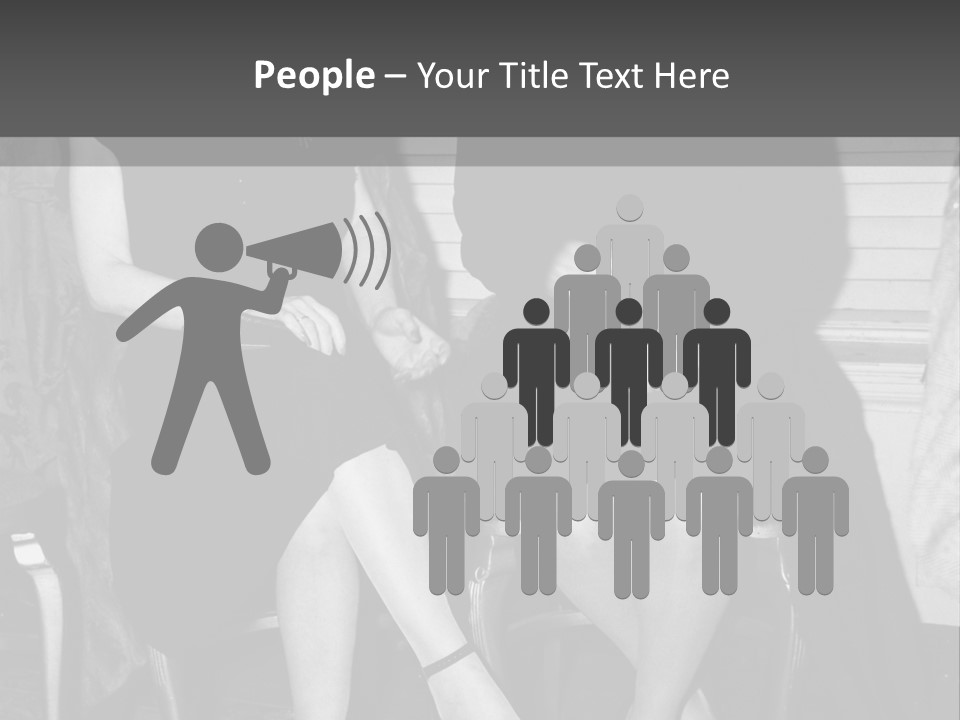 Women Actively Talking Black And White Photo PowerPoint Template