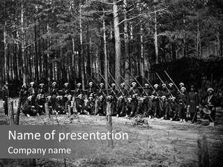 Army Regiment Posing In The Forest PowerPoint Template