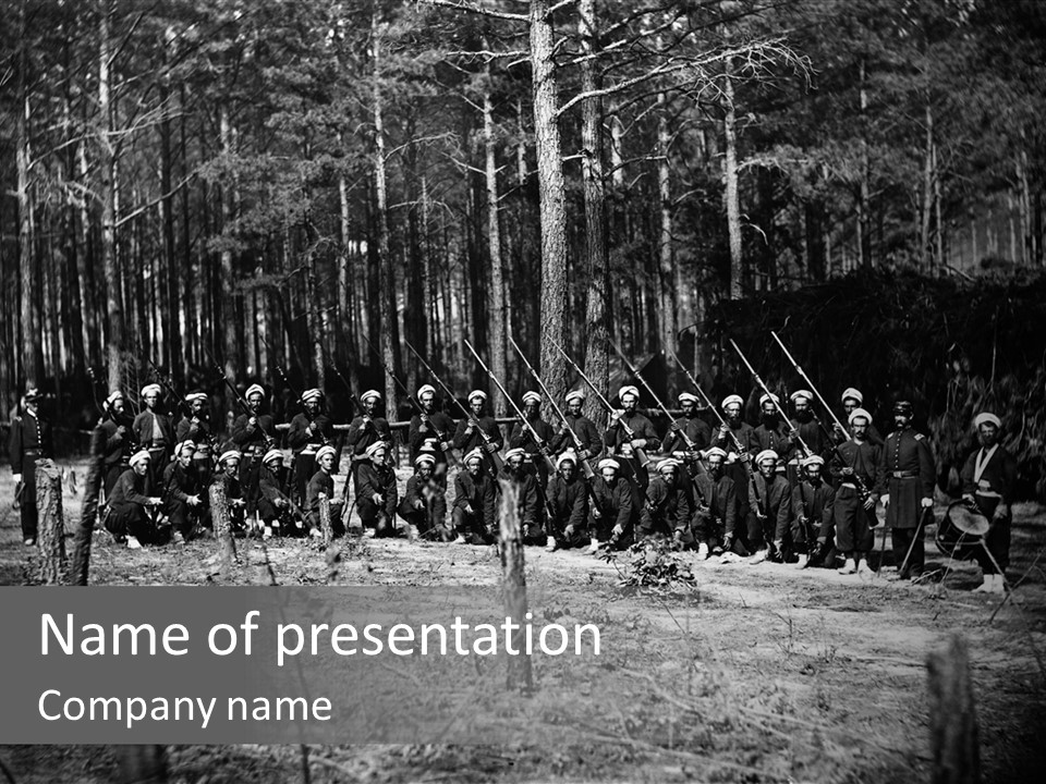 Army Regiment Posing In The Forest PowerPoint Template