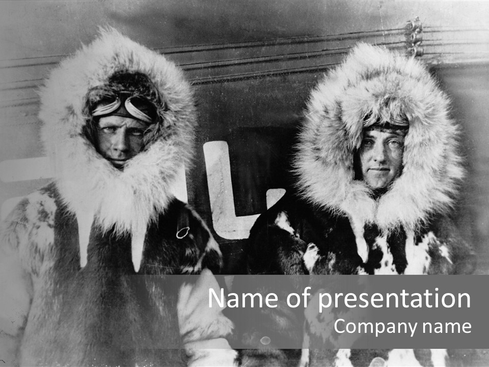 North Pole 20 Th Century People In Fur Coats PowerPoint Template