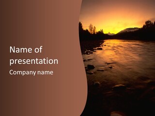 Beautiful Sun Temper And Mountain River PowerPoint Template