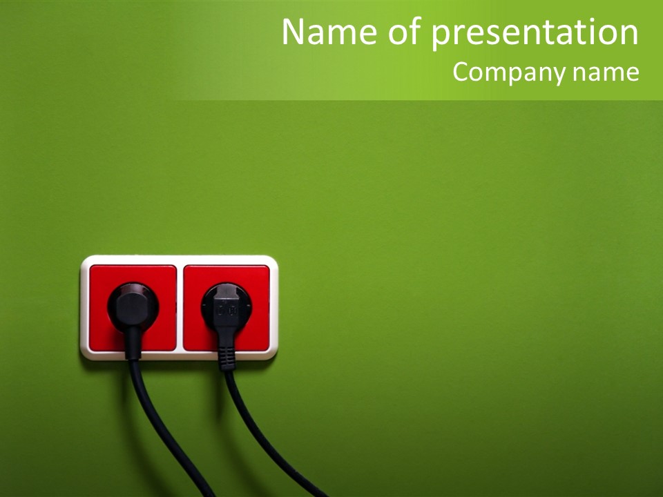 Outlet On A Green Wall PowerPoint Template