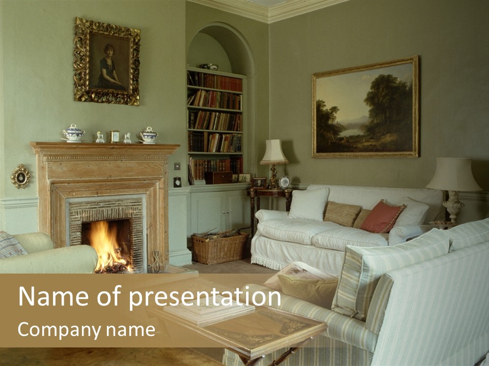 A Mid-1980S To Mid-1990S Style Living Room. PowerPoint Template