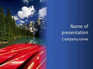 Beautiful Location On The Waterfront Of The Mountain River PowerPoint Template