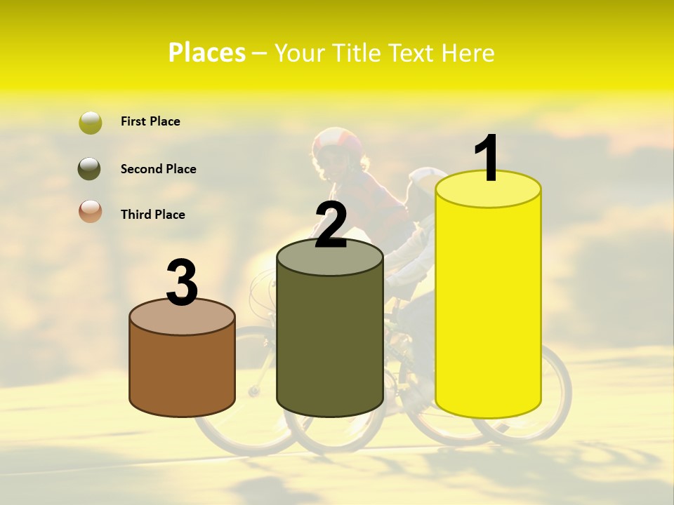 Children Ride Bikes Golden Autumn Park PowerPoint Template