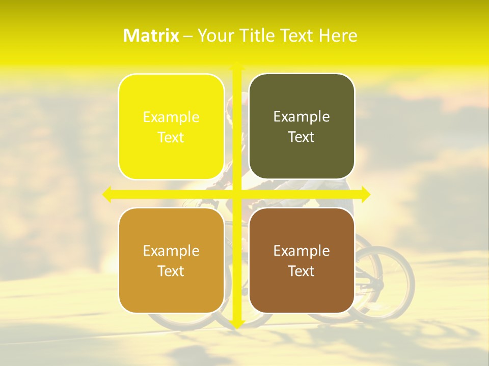 Children Ride Bikes Golden Autumn Park PowerPoint Template